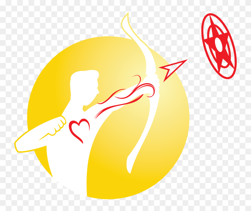 Man Shoots Arrow From Heart Into Bullseye - Illustration Clipart