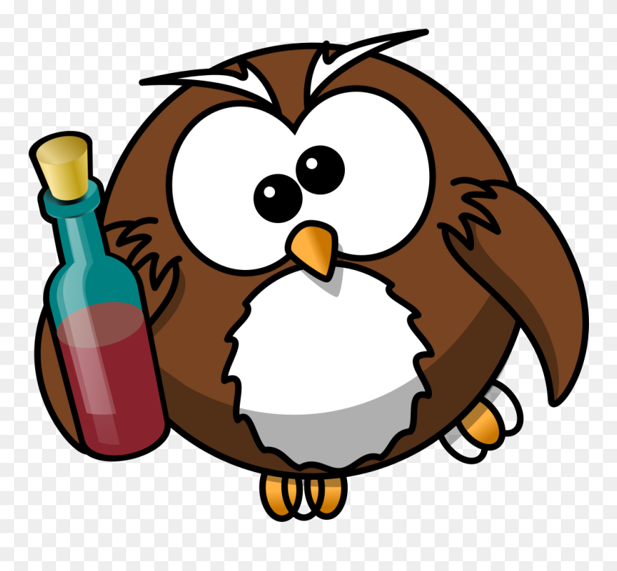 Drunk Owl Vector Drawing - Drunk Owl Clipart - Png Download