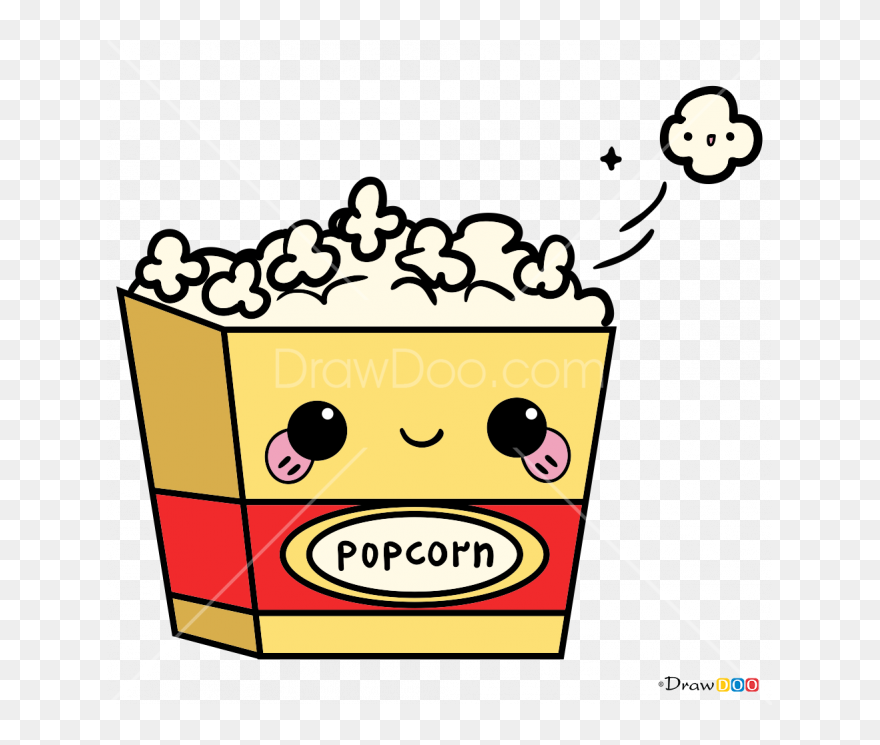 Corn Kawaii Transparent & Png Clipart Free Download - Kawaii Popcorn Drawing