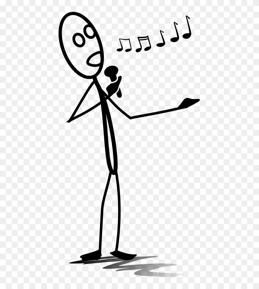 Singing Black And White - Stick Figure Singing Clipart