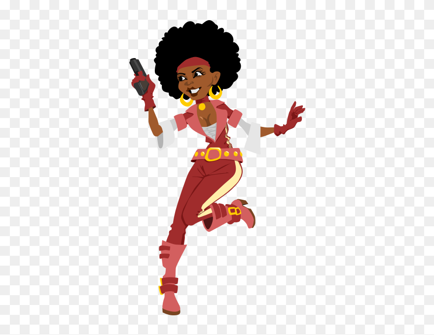 Smiling Girl With Gun Vector Image - African American Dancer Clip Art - Png Download