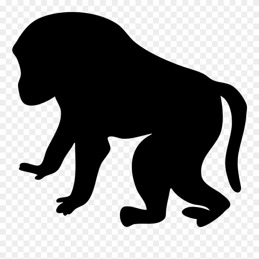 Monkey, Black, Silhouette, Baboon, Animal, Tail - Baboon Clipart - Png Download