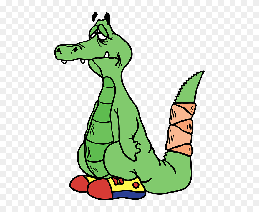 Cartoon, Shoes, Broken, Sad, Tail, Alligator, With - Sad Alligator Cartoon Clipart