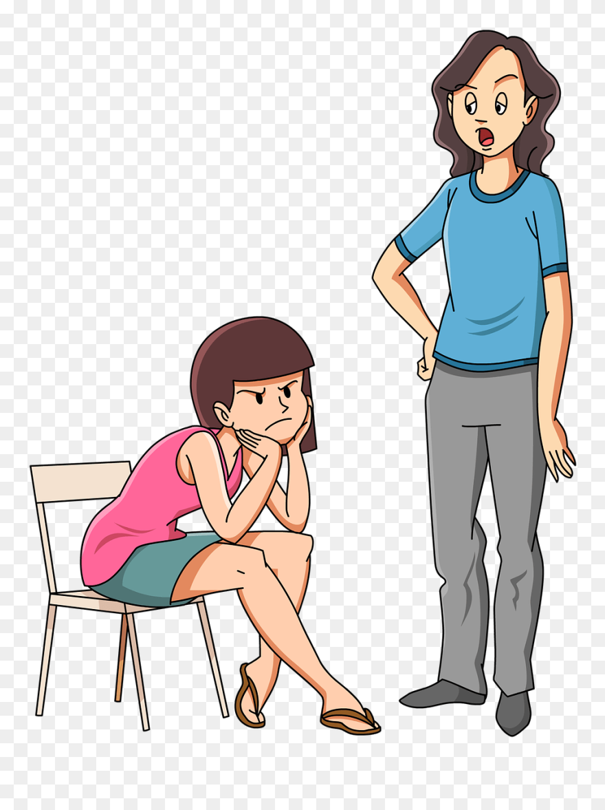 Illustration Of Angry Teenager With Mother Standing - Mother Scolding Daughter Clipart - Png Download