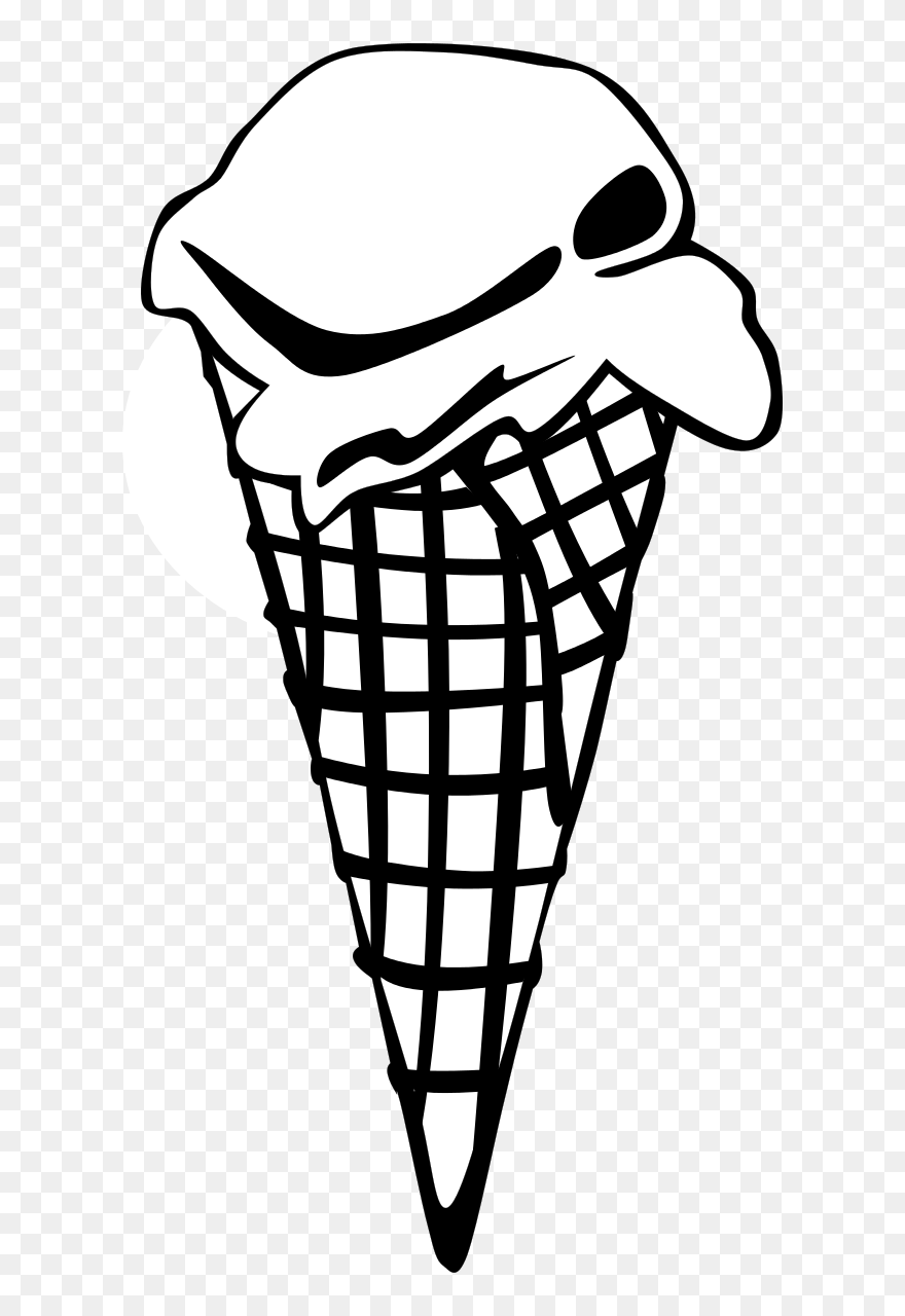 Fast Food, Desserts, Ice Cream Cones, Waffle, Single - Junk Food Clipart Black And White - Png Download