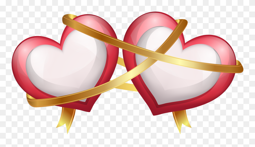 Two Hearts Clip Art Graphic Freeuse Download Two Hearts - Two Hearts With Ribbon - Png Download