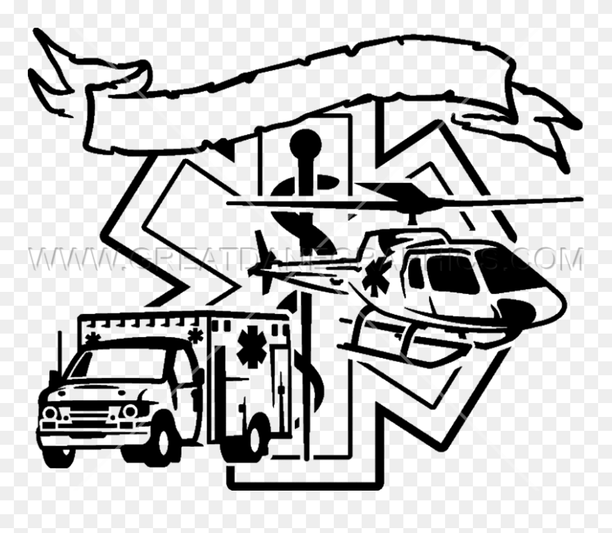 Black And White Ambulance Clipart - Png Download