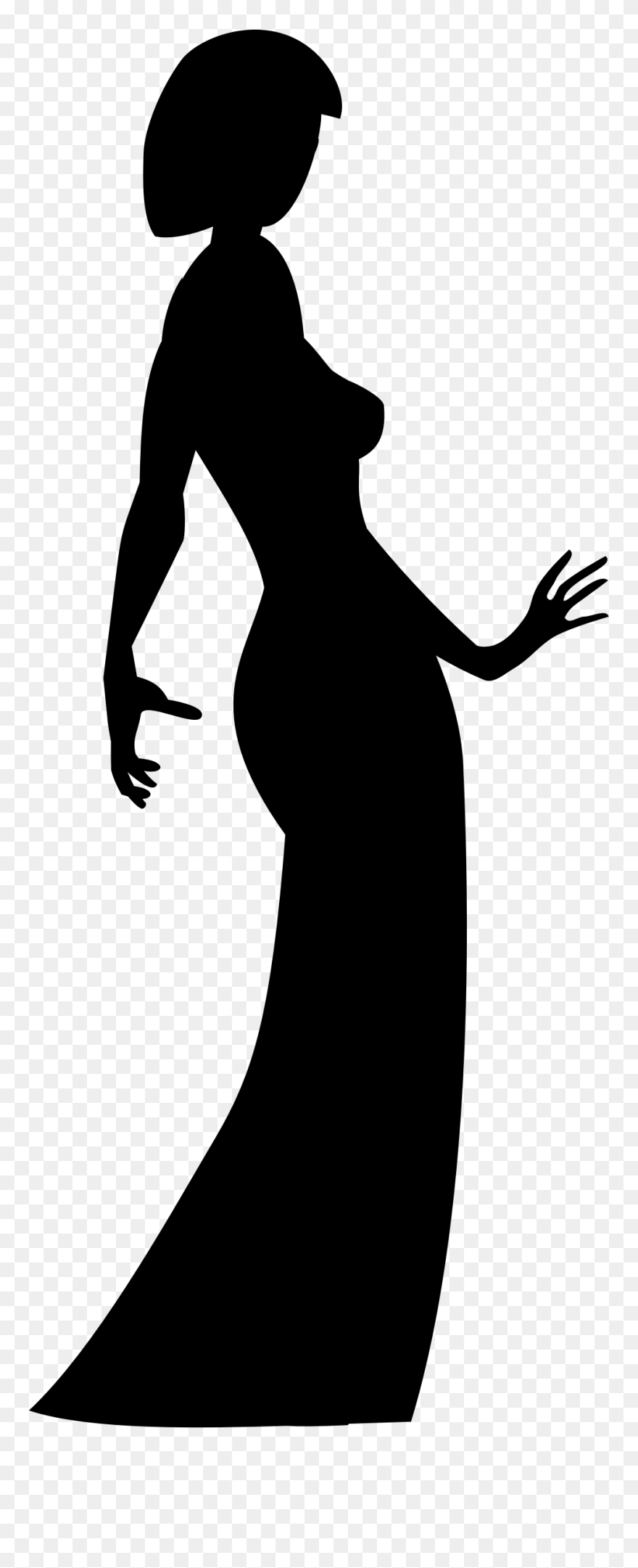 Woman Silhouette Dress Gown Clip Art - Black Siluet From A Woman - Png Download