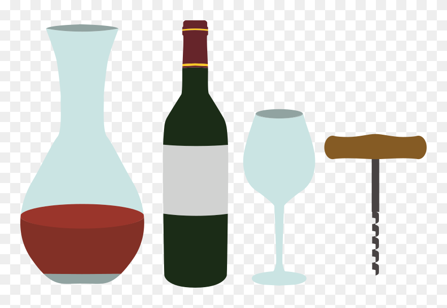 Wine Decanter And Corkscrew - Decanter Clipart