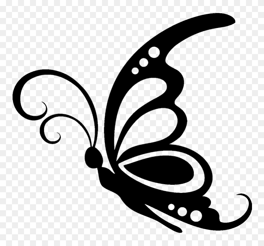 Butterfly Silhouette Stencil Clip Art - Black And White Silhouette Butterfly Clipart - Png Download