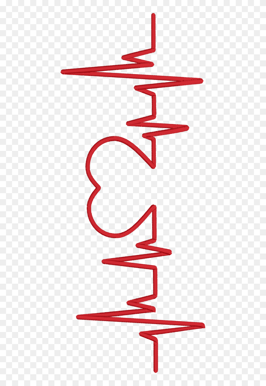 Pulse Heart Ekg Heartbeat Embroidery Design - Love Heart Beat Tattoo Clipart