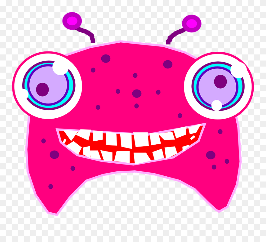 Monster, Face, Scary, Creature, Teeth - Pink Alien Clip Art - Png Download