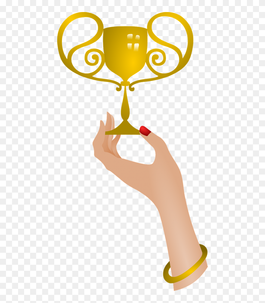 Bowl Trophy Gold - Winner Hand Png Clipart
