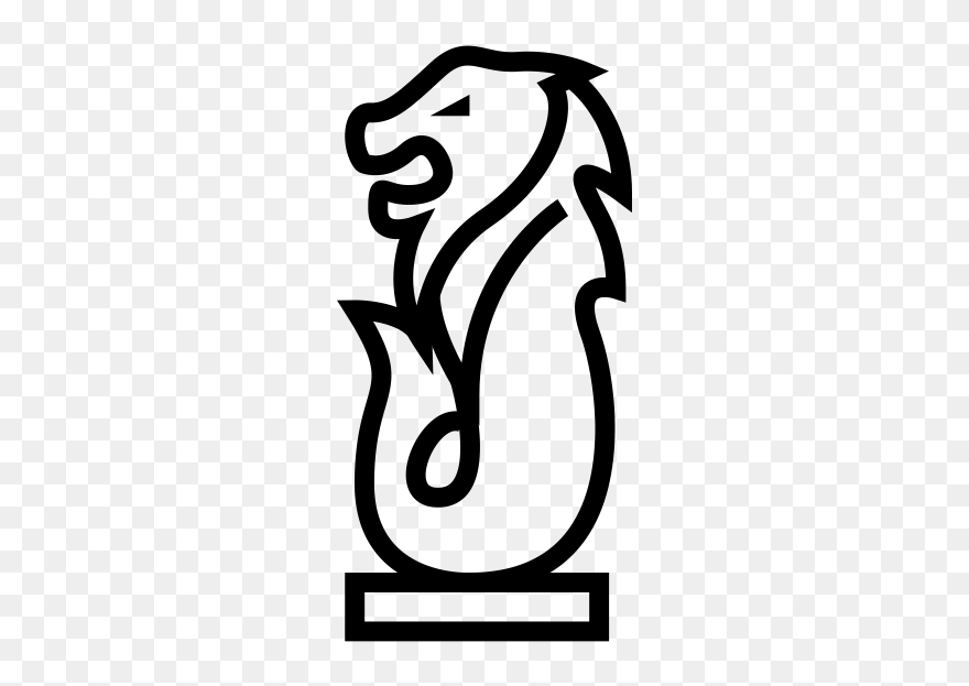 Singapore In May - Merlion Silhouette White Clipart