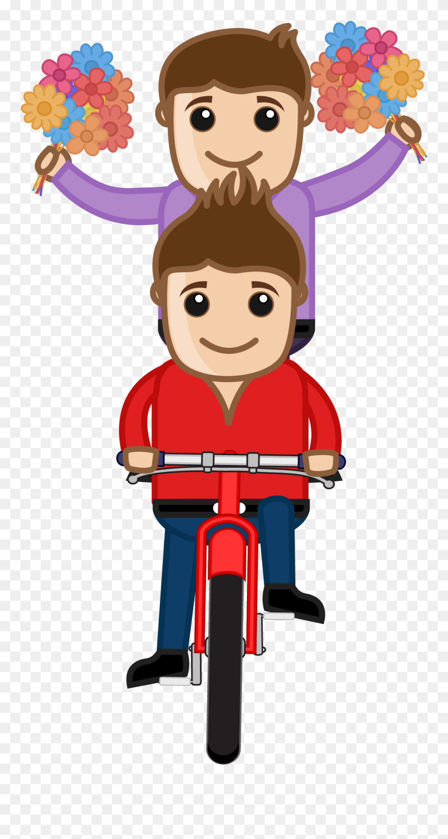 Bicycle Clip Art - Dos Niños En Bicicleta - Png Download