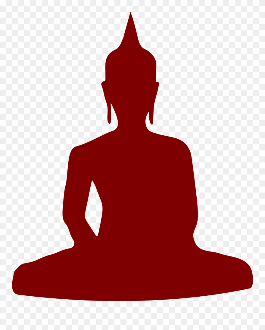 Buddhism, Yoga, Meditation, Silhouette, Man, Maroon - Buddha Black And White Painting Clipart