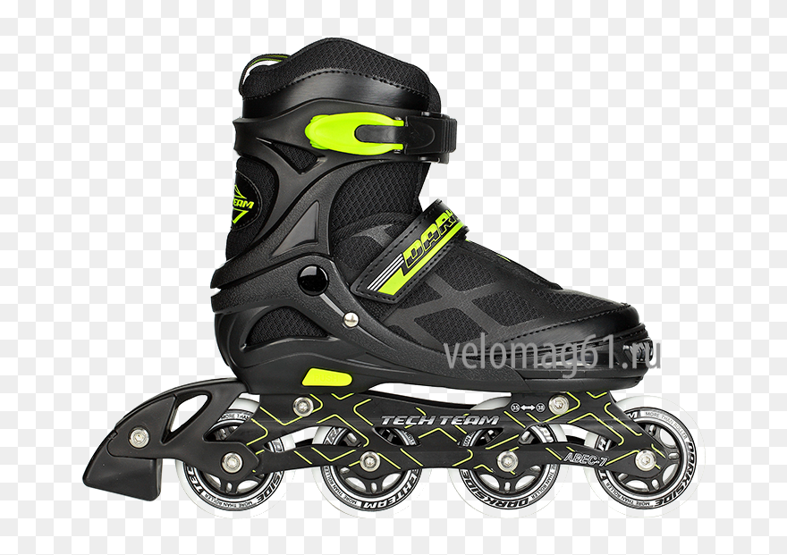 Transparent Inline Skating Clipart - Чёрный Зелёный Ролики - Png Download