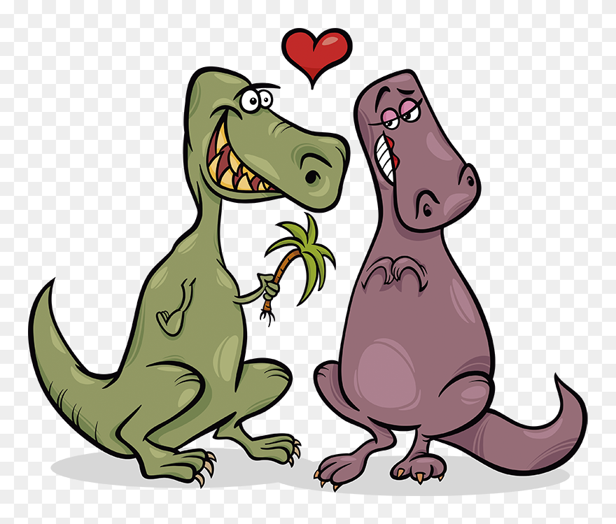 Dinosaurs In Love Wall Decor - Dinosaur Love Clipart - Png Download