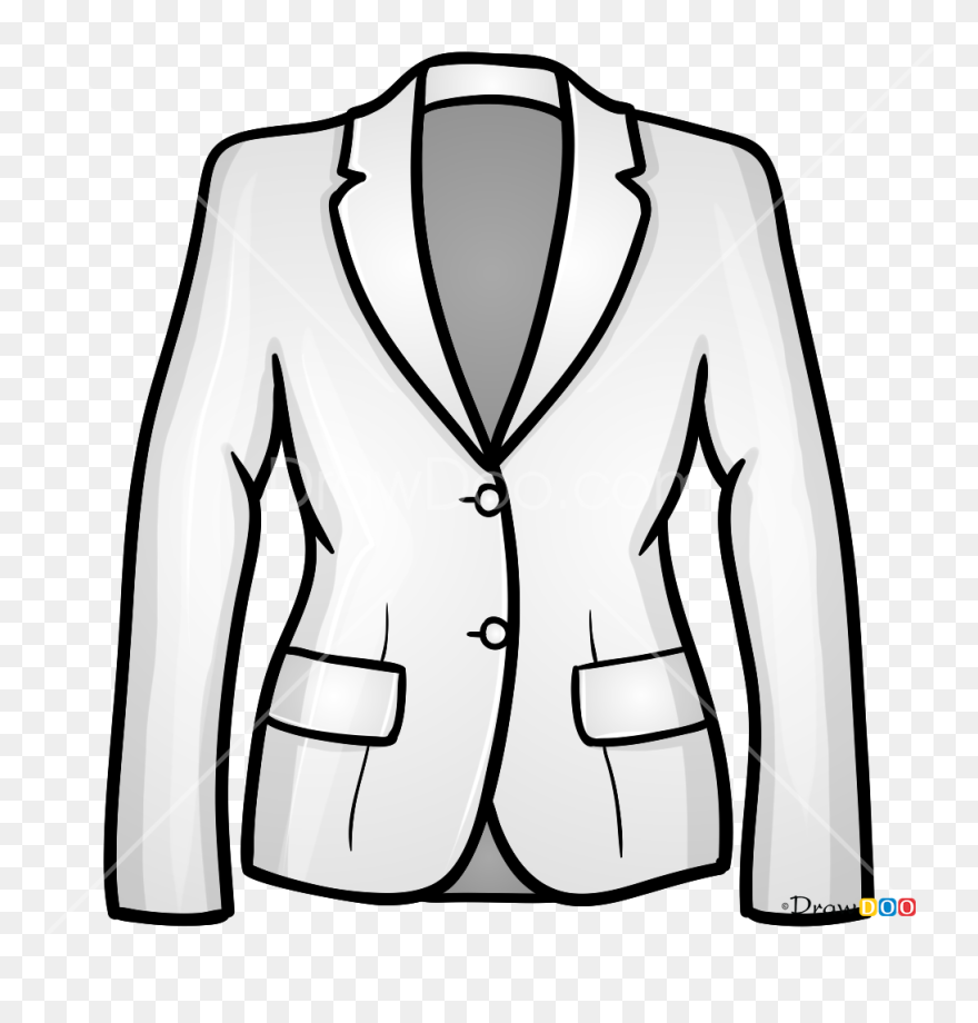 How To Draw Ladies Jacket, Clothes - Blazer Technical Drawing Png Clipart