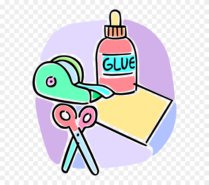 Adhesive Tape, Glue, Scissors - Scissors And Glue Clipart - Png Download