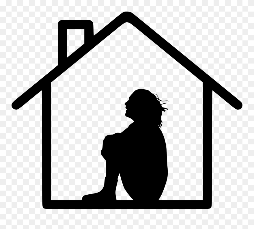 Social Anxiety Girl In House Alone - Social Distancing Mental Health Clipart