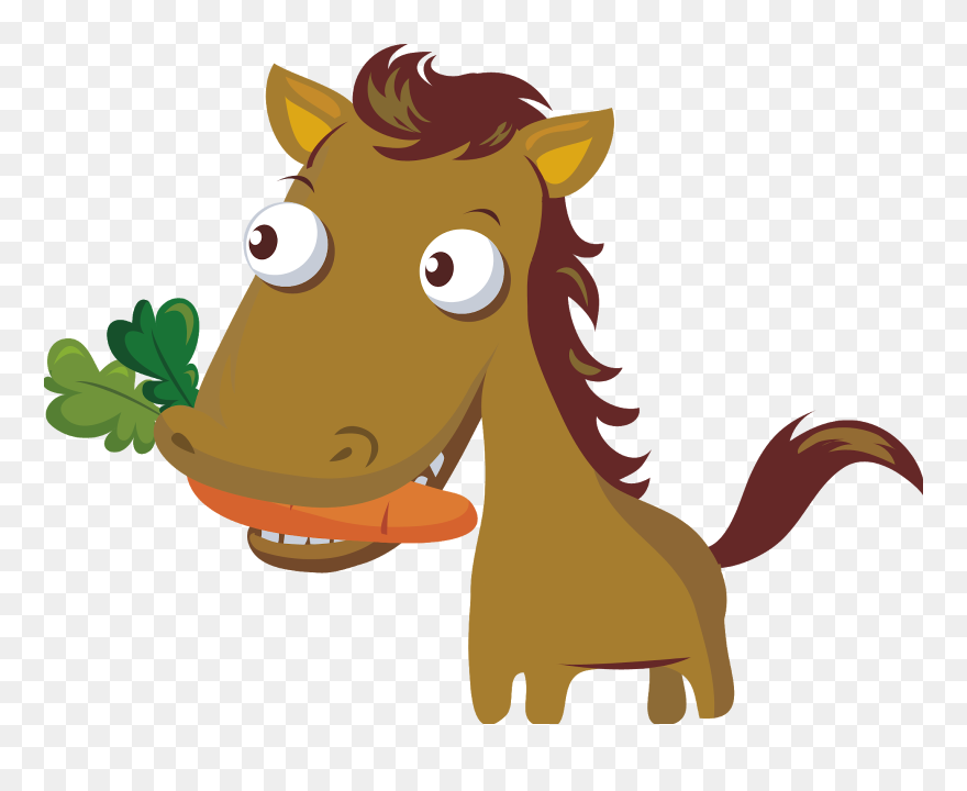 Eat Clipart Bite - Horse Eating Carrot Cartoon - Png Download