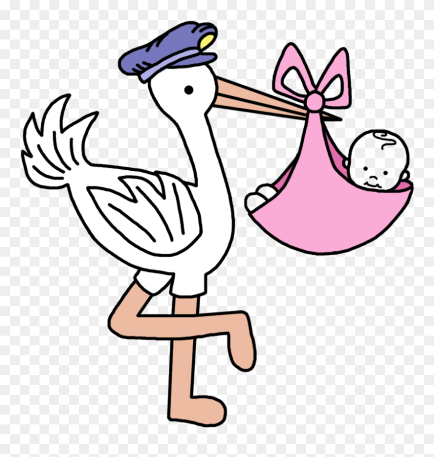Stork Carrying Baby - Cute Stork Clipart - Png Download