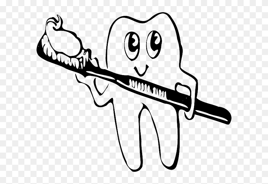 Brush Teeth Clipart Black And White - Png Download