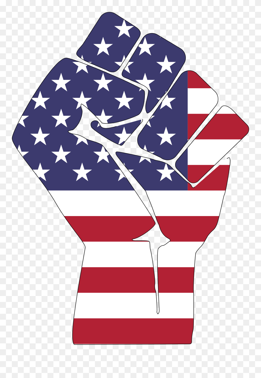 Tree,line,united States - American Flag Raised Fist Clipart