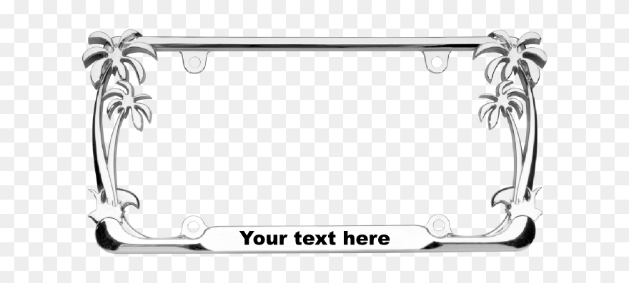 Chrome Palm Tree License Plate Frame Clipart