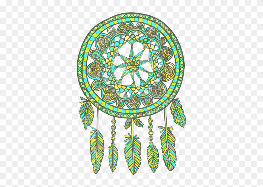 Green Drawing Dream Catcher - Drawing Clipart