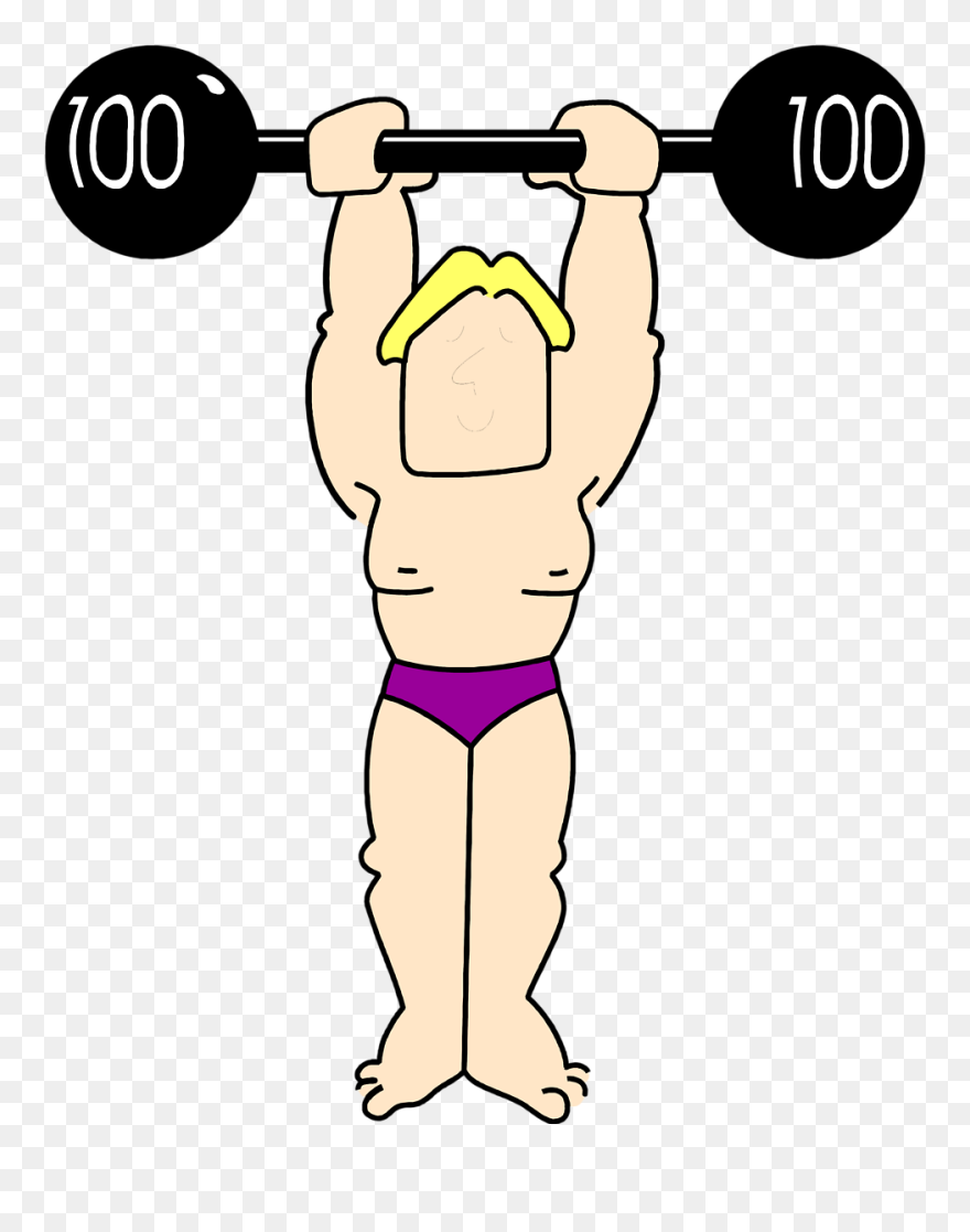 Gym Clipart Lift Weight - Guy Lifting Weights Cartoon Transparent Background - Png Download
