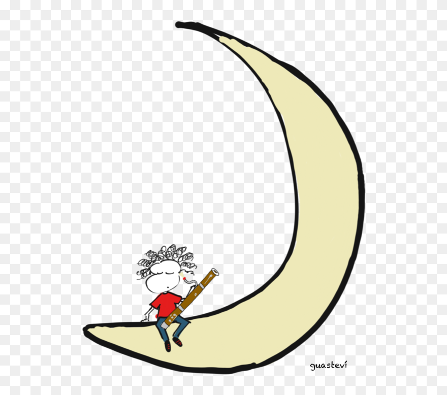Moon And Bassoon Domestika - Cartoon Clipart