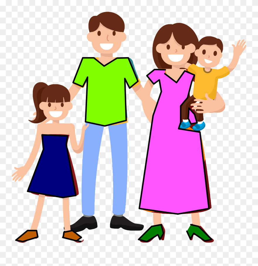 Family With Two Kids - Family Clipart - Png Download