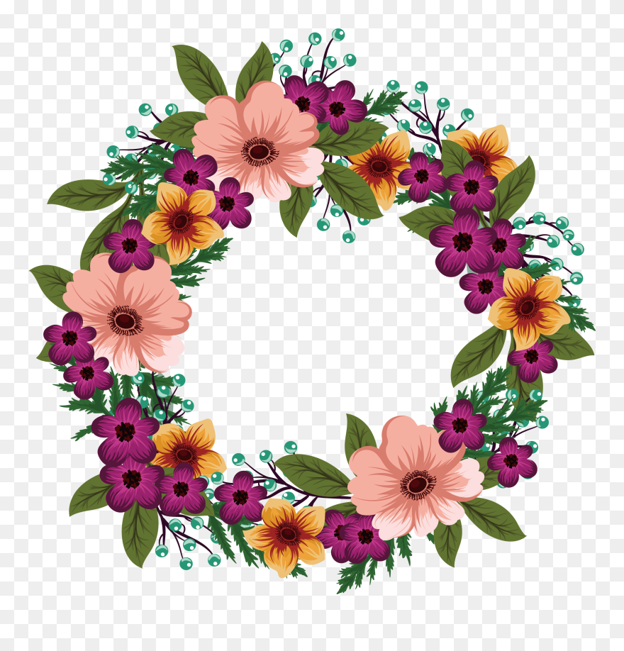 Transparent Floral Wreath Clipart - Cute Floral Wreath Png