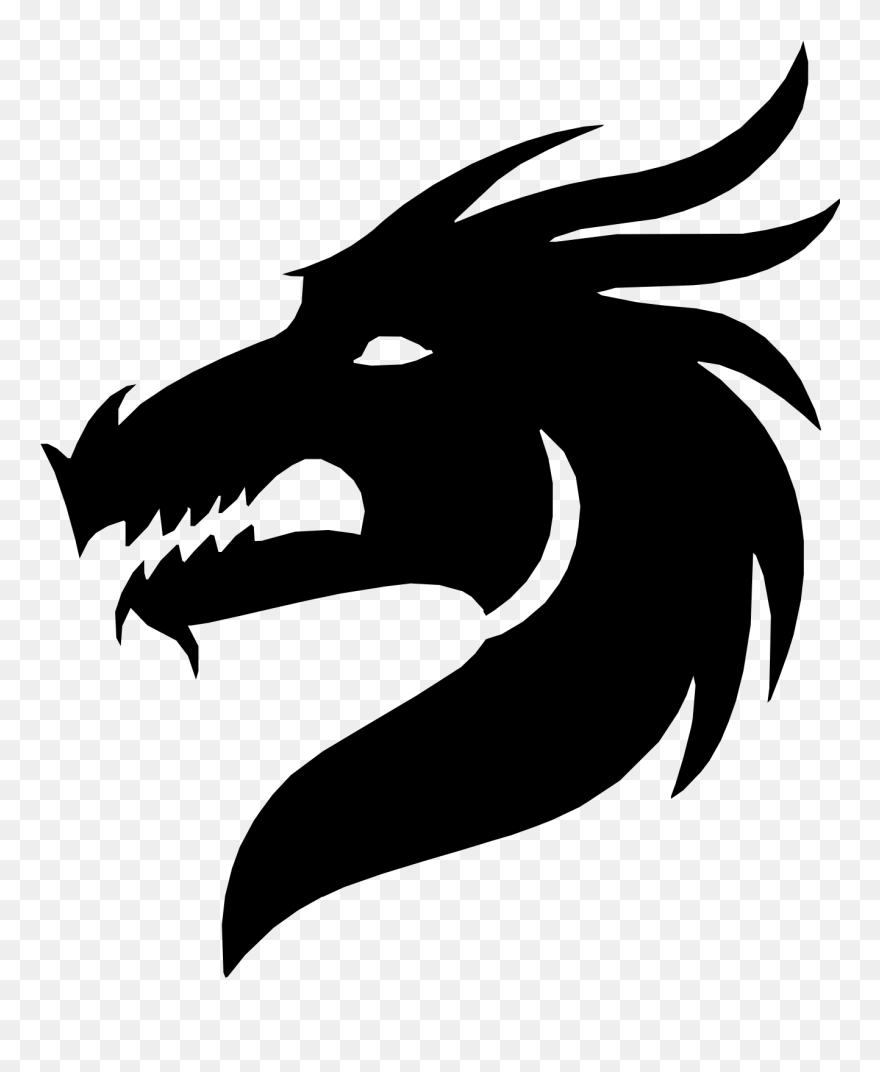 Vector Graphics Silhouette Dragon Clip Art Portable - Dragon Head Clipart Black And White - Png Download