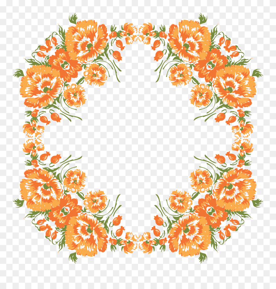 Fall Flower Wreath Clipart Clip Transparent Download - Orange Flower Wreath Transparent Background - Png Download