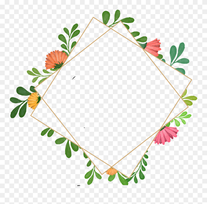 Flowers Geometricshapes Geometric Frame Border Wreath - Water Color Border Png Clipart