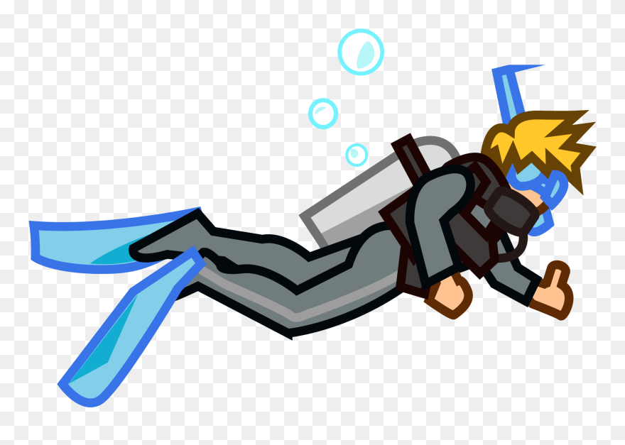 Transparent Scuba Diver Cartoon Clipart