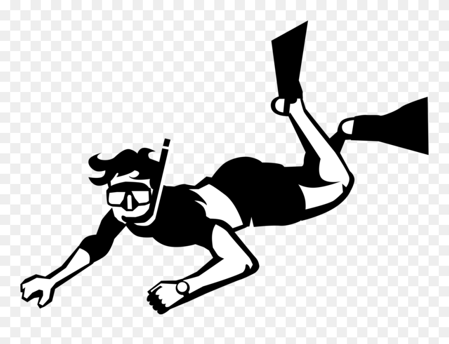 Vector Illustration Of Scuba Diver With Snorkel And - Snorkeling Vector Png Clipart