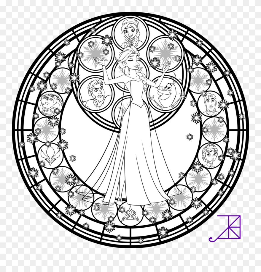 Elsa Clipart Color Sheet - Disney Mandala Coloring Pages - Png Download