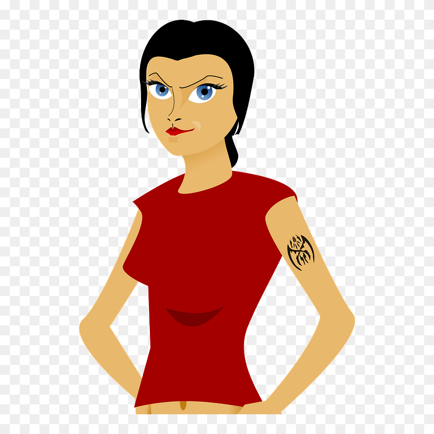 Girl With Top Clipart - Clipart Girl With Tattoo On Arm - Png Download