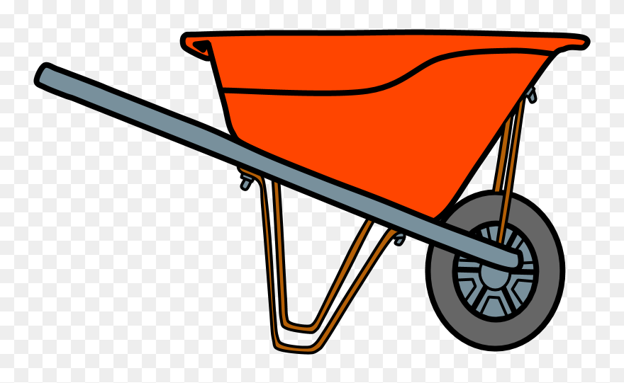 Wheelbarrow, Orange - Cartoon Wheelbarrow Clipart
