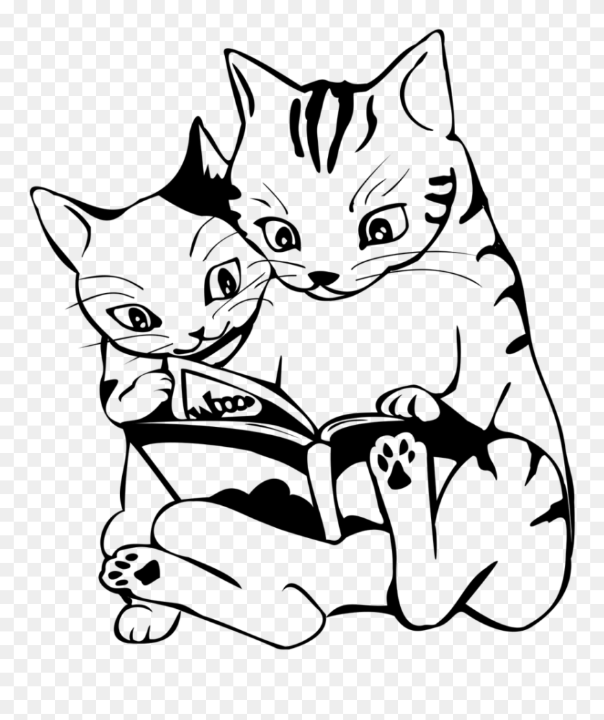 Animal Reading Clipart Black And White - Png Download