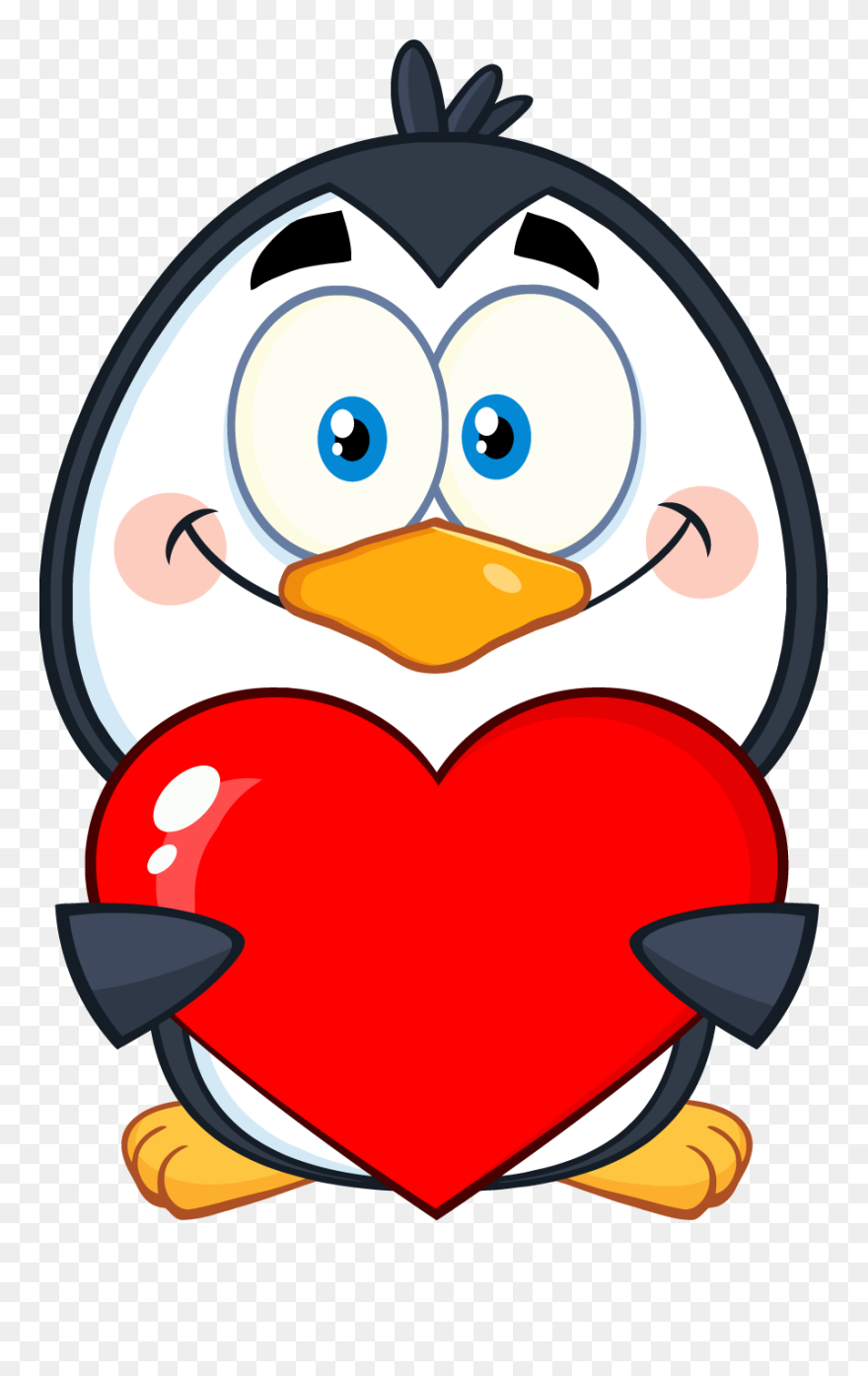 Png Cute Penguin Cartoon Character Holding A Valentine - Cute Happy Valentines Day Clipart
