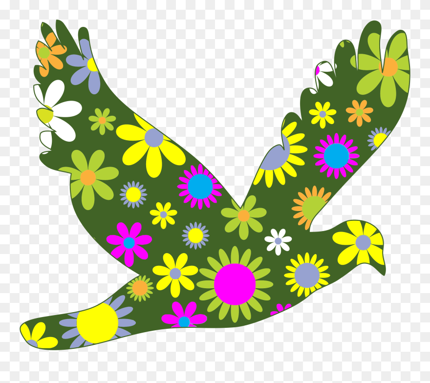 Retro Floral Bird Clip Arts - Blomster Clipart - Png Download