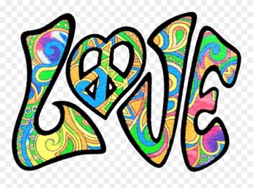 #love #hippie #retro #psychedelic #peace - Peace And Love Png Clipart