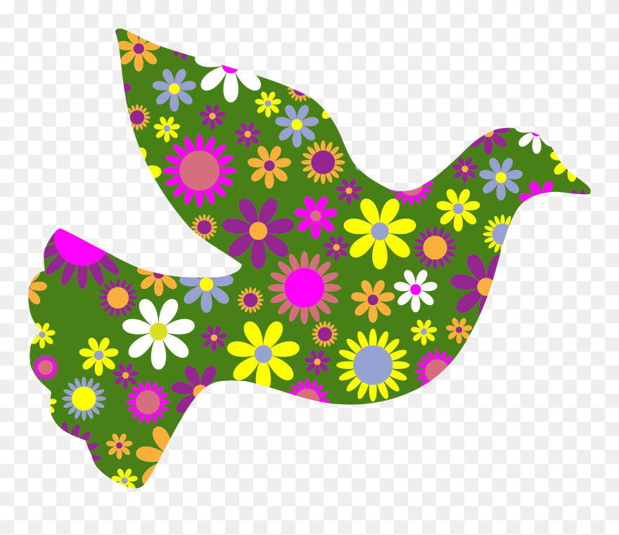 Retro Floral Peace Dove Clip Arts - Pola Sayap Kupu Kupu - Png Download