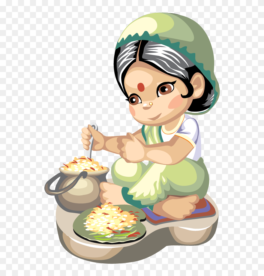 Recipe Vector Cute - Cooking Indian Woman Vector Clipart