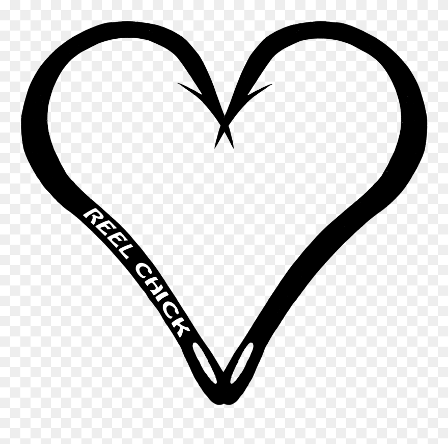 Fish Hook Heart - Fish Hook Heart Outline Clipart
